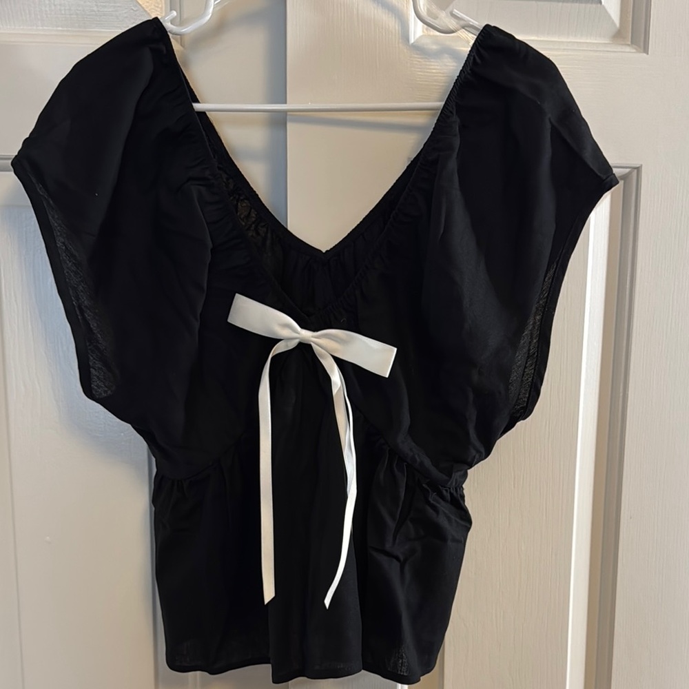 Black Top with White Bow